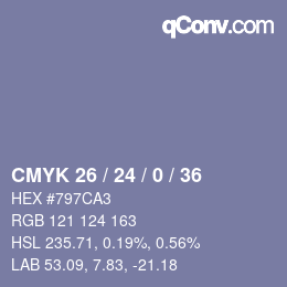 颜色代码: CMYK 26 / 24 / 0 / 36 | qconv.com