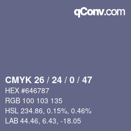 Color code: CMYK 26 / 24 / 0 / 47 | qconv.com