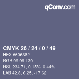 Color code: CMYK 26 / 24 / 0 / 49 | qconv.com