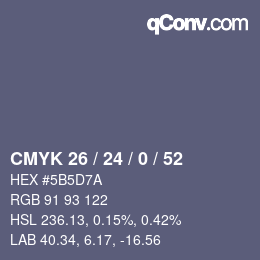 Color code: CMYK 26 / 24 / 0 / 52 | qconv.com