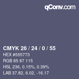 颜色代码: CMYK 26 / 24 / 0 / 55 | qconv.com