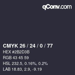 Color code: CMYK 26 / 24 / 0 / 77 | qconv.com