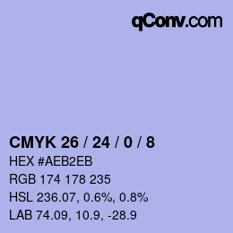 Color code: CMYK 26 / 24 / 0 / 8 | qconv.com