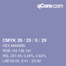 颜色代码: CMYK 26 / 25 / 0 / 29 | qconv.com