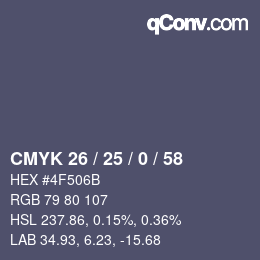 カラーコード: CMYK 26 / 25 / 0 / 58 | qconv.com