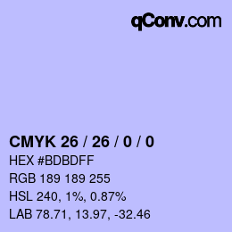 颜色代码: CMYK 26 / 26 / 0 / 0 | qconv.com