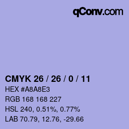 カラーコード: CMYK 26 / 26 / 0 / 11 | qconv.com