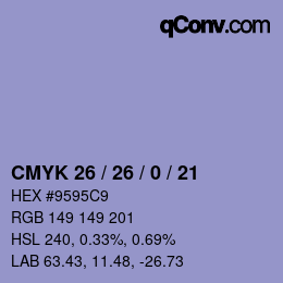 Color code: CMYK 26 / 26 / 0 / 21 | qconv.com