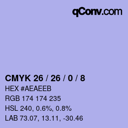カラーコード: CMYK 26 / 26 / 0 / 8 | qconv.com