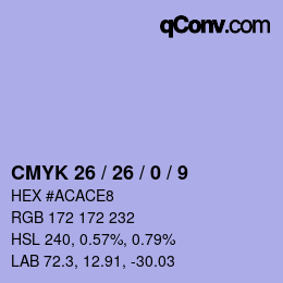 Color code: CMYK 26 / 26 / 0 / 9 | qconv.com