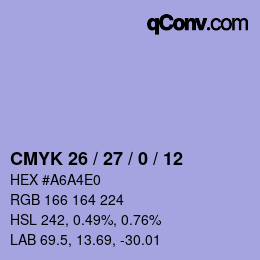 カラーコード: CMYK 26 / 27 / 0 / 12 | qconv.com
