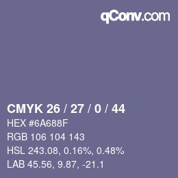 颜色代码: CMYK 26 / 27 / 0 / 44 | qconv.com