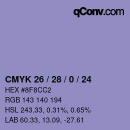 Código de color: CMYK 26 / 28 / 0 / 24 | qconv.com