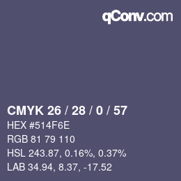 Código de color: CMYK 26 / 28 / 0 / 57 | qconv.com