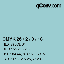カラーコード: CMYK 26 / 2 / 0 / 18 | qconv.com