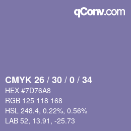 Farbcode: CMYK 26 / 30 / 0 / 34 | qconv.com