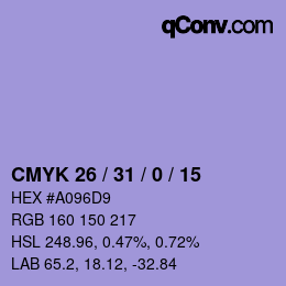 Farbcode: CMYK 26 / 31 / 0 / 15 | qconv.com