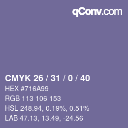 Color code: CMYK 26 / 31 / 0 / 40 | qconv.com