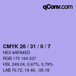 カラーコード: CMYK 26 / 31 / 0 / 7 | qconv.com