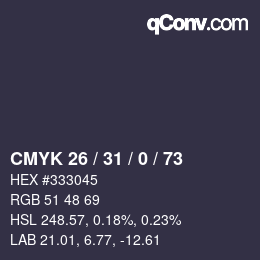 カラーコード: CMYK 26 / 31 / 0 / 73 | qconv.com