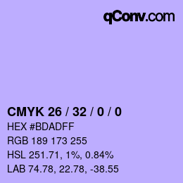 カラーコード: CMYK 26 / 32 / 0 / 0 | qconv.com