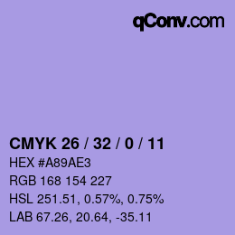 Color code: CMYK 26 / 32 / 0 / 11 | qconv.com
