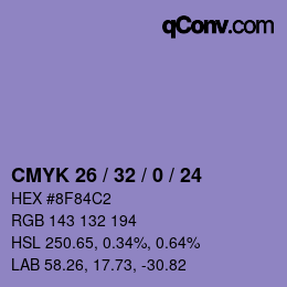 Color code: CMYK 26 / 32 / 0 / 24 | qconv.com