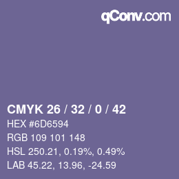 Farbcode: CMYK 26 / 32 / 0 / 42 | qconv.com