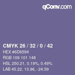 Farbcode: CMYK 26 / 32 / 0 / 42 | qconv.com