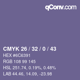 颜色代码: CMYK 26 / 32 / 0 / 43 | qconv.com