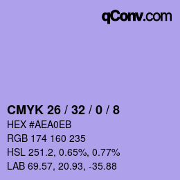 Color code: CMYK 26 / 32 / 0 / 8 | qconv.com