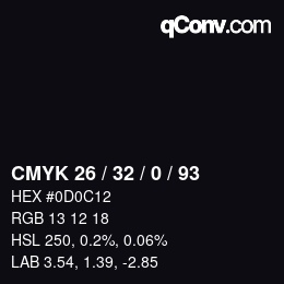 Color code: CMYK 26 / 32 / 0 / 93 | qconv.com