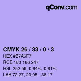 Color code: CMYK 26 / 33 / 0 / 3 | qconv.com