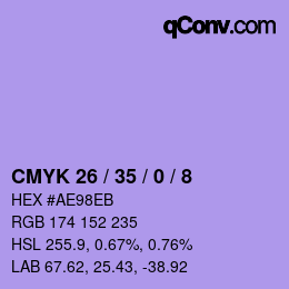 Color code: CMYK 26 / 35 / 0 / 8 | qconv.com