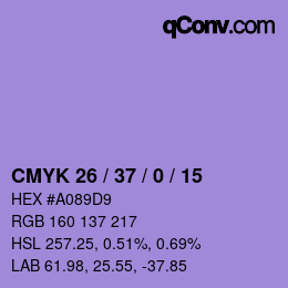 Color code: CMYK 26 / 37 / 0 / 15 | qconv.com