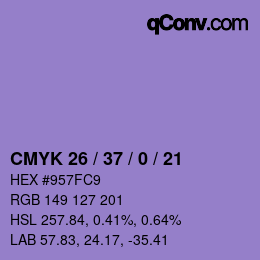 カラーコード: CMYK 26 / 37 / 0 / 21 | qconv.com