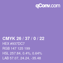 Color code: CMYK 26 / 37 / 0 / 22 | qconv.com