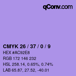 颜色代码: CMYK 26 / 37 / 0 / 9 | qconv.com