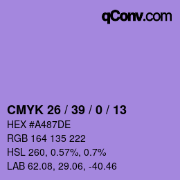 カラーコード: CMYK 26 / 39 / 0 / 13 | qconv.com