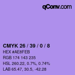Color code: CMYK 26 / 39 / 0 / 8 | qconv.com