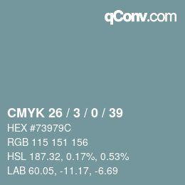 Código de color: CMYK 26 / 3 / 0 / 39 | qconv.com