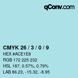 颜色代码: CMYK 26 / 3 / 0 / 9 | qconv.com