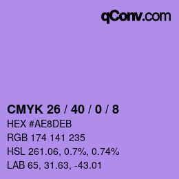 カラーコード: CMYK 26 / 40 / 0 / 8 | qconv.com