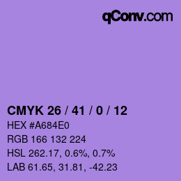 カラーコード: CMYK 26 / 41 / 0 / 12 | qconv.com