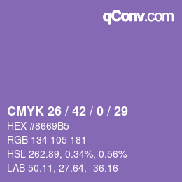 カラーコード: CMYK 26 / 42 / 0 / 29 | qconv.com