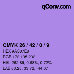 カラーコード: CMYK 26 / 42 / 0 / 9 | qconv.com