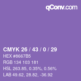 Farbcode: CMYK 26 / 43 / 0 / 29 | qconv.com