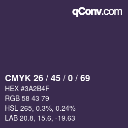 カラーコード: CMYK 26 / 45 / 0 / 69 | qconv.com