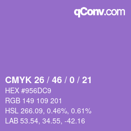 Color code: CMYK 26 / 46 / 0 / 21 | qconv.com