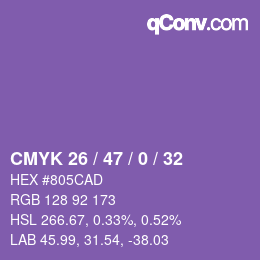 Color code: CMYK 26 / 47 / 0 / 32 | qconv.com